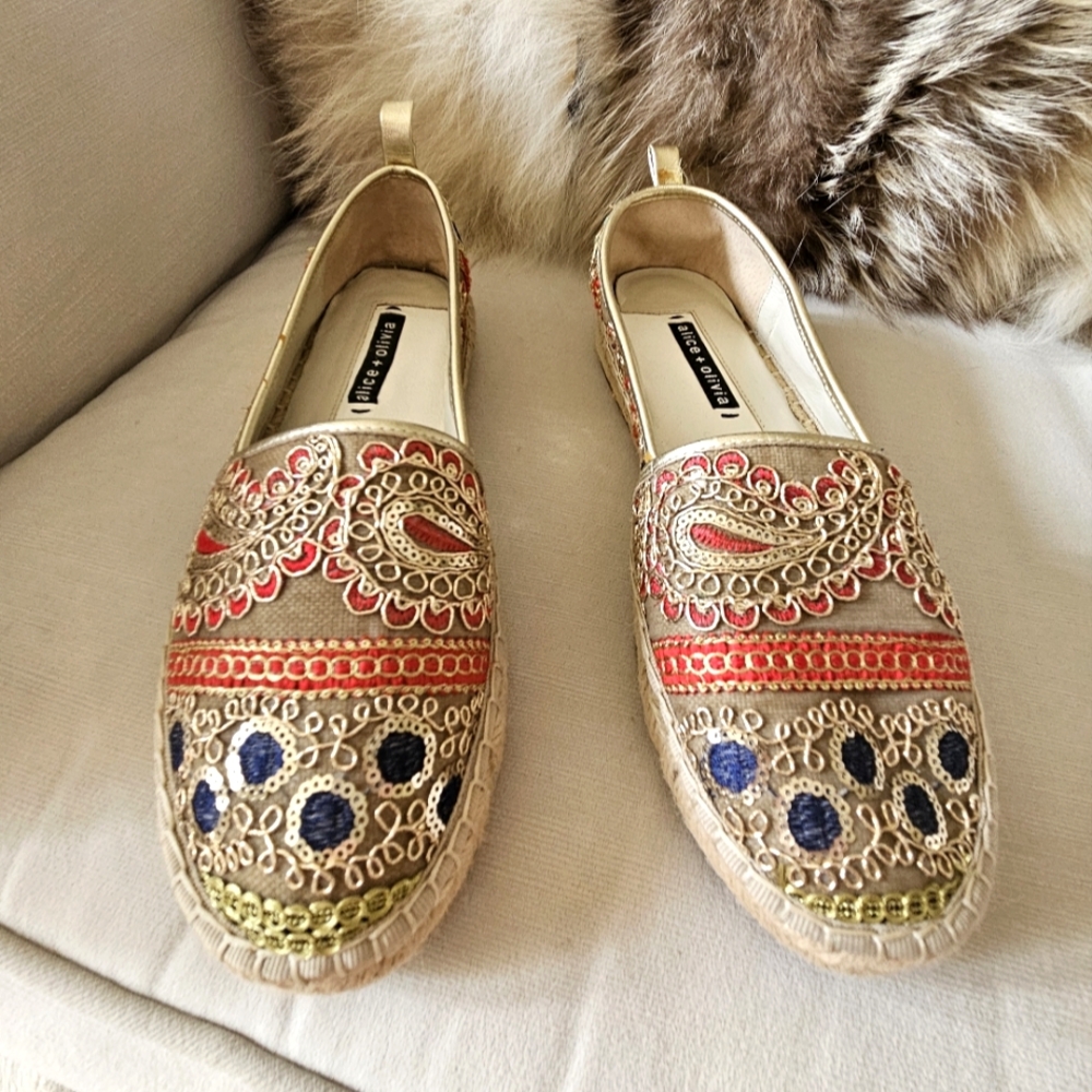 Alice + Olivia Anastasia Sequin Embroidered Espadrilles